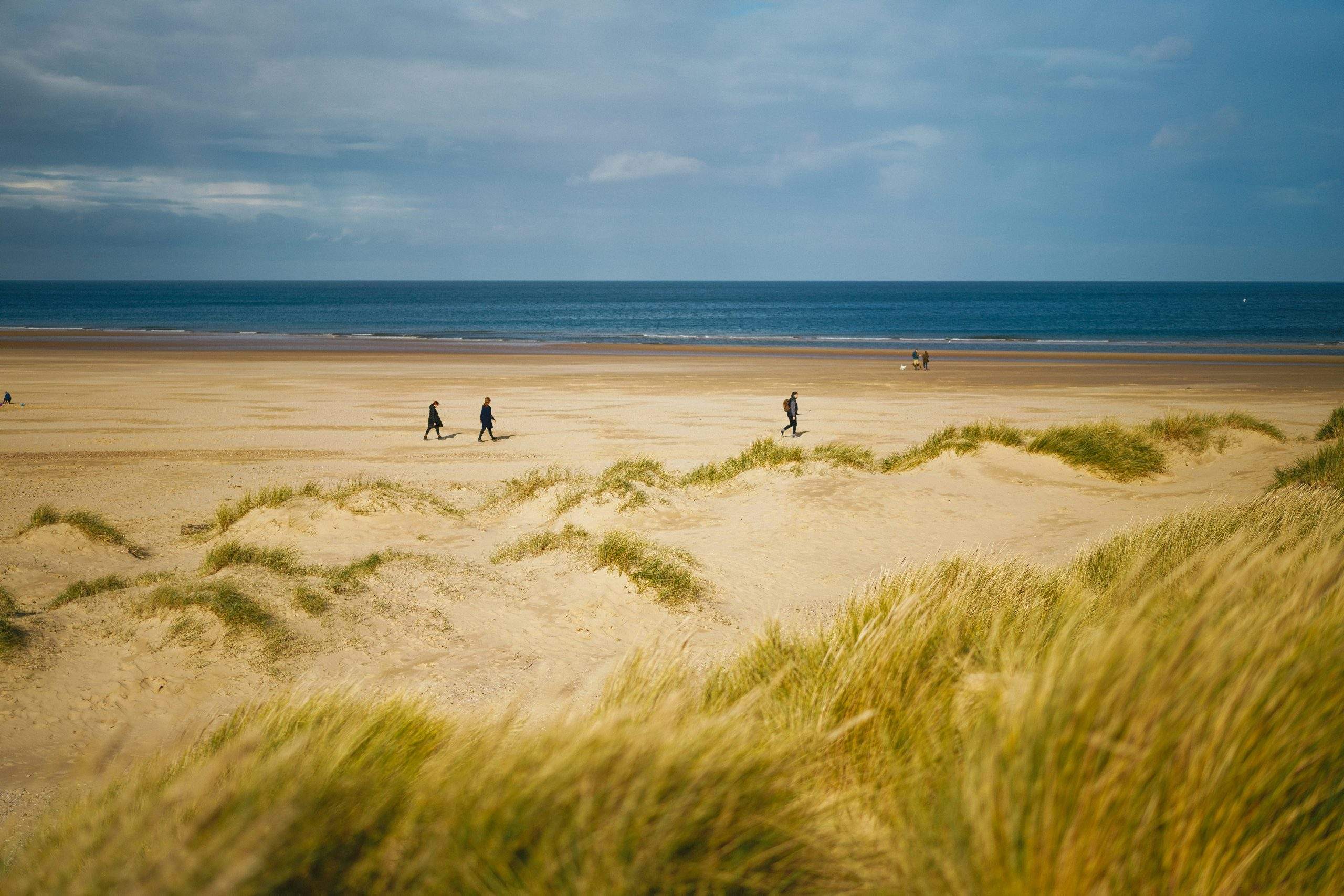 Holkham beach in Norfolk with vast sand and big skies